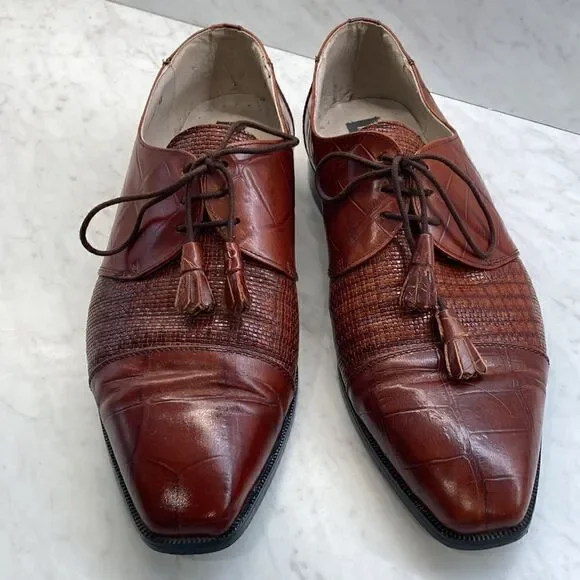 Rodolfo Valentino Men’s Dress Shoes Size 12 Made In Brazil Tie Preowned Rodolfo Valentino Dress Shoes Mens 11 M Brogue Oxford Black  main image 2